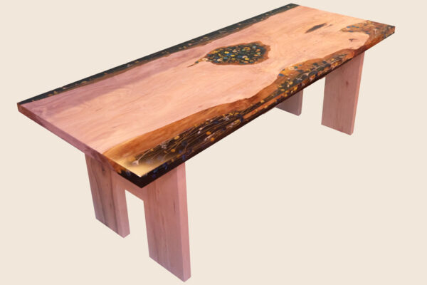 White Oak, Flower, and Czech Bead Art Desk