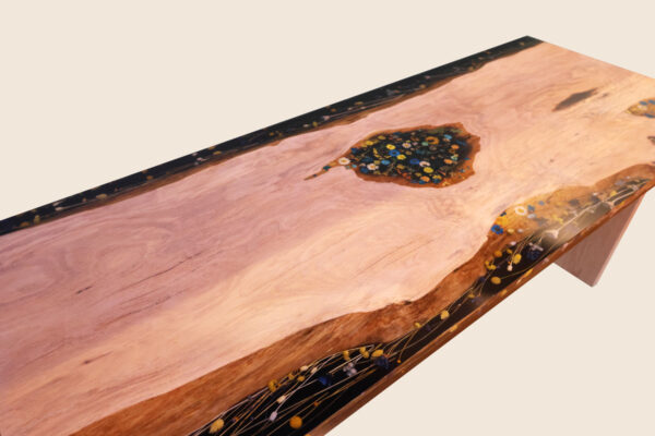 White Oak, Flower, and Czech Bead Art Desk - Image 6