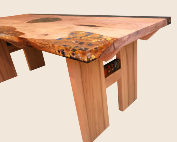 White Oak, Flower, and Czech Bead Art Desk - Image 4